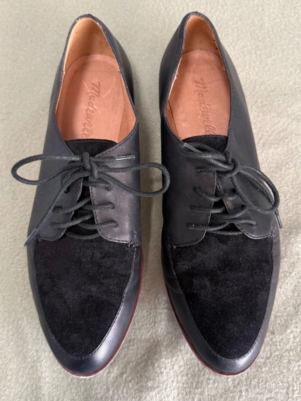 Madewell Women’s The Alex Oxford Loafers Shoes Black‎ Leather Suede Size 8